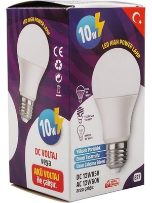 Derin Stok PM-29496 E27 12 Volt 10 Watt 6500K Yerli Üretim Beyaz LED Ampul