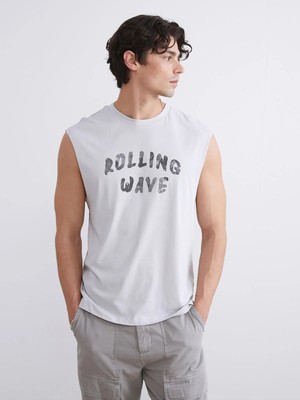 Lc Waikiki Yeni Sezon Bisiklet Yaka Baskılı Erkek Kolsuz Tişört