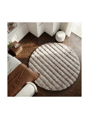 Cool Halı Sofia Yuvarlak Açık Vizon Kabartmalı Yumoş Bubble Kaymaz Kolay Temizlenen Suni Kürk Post Peluş Halı