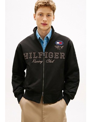 Tommy Hilfiger Erkek Racing Nakış Logolu Yarış Ceketi - Siyah