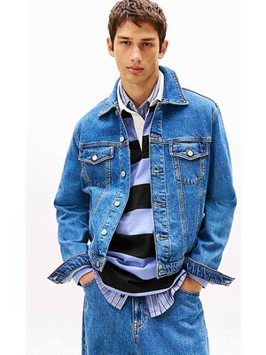 Tommy Hilfiger Erkek Klasik Kesim Denim Ceket - Mavi