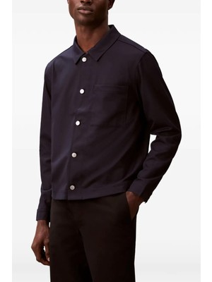 Calvin Klein Erkek Viskoz Karışımlı Gömlek Yaka Ceket - Koyu Lacivert