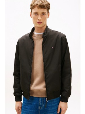 Tommy Hilfiger Erkek Dik Yaka Rahat Kesim Harrington Ceket - Siyah