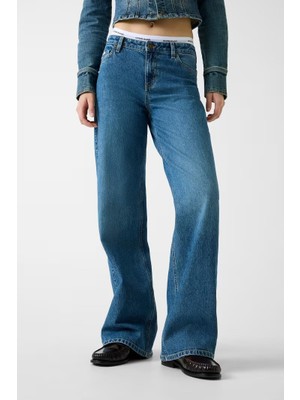 Guess Kadın Palazzo Fit Jean - Orta Yıkama Mavi