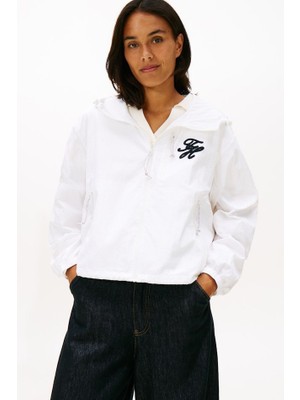 Tommy Hilfiger Kadın Kapüşonlu Ripstop Rüzgarlık - Ekru