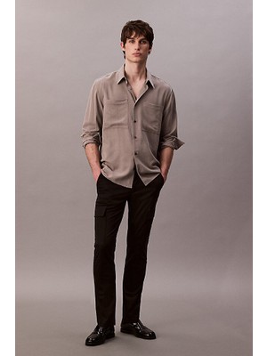 Calvin Klein Erkek Slim Refined Cotton Pantolon - Siyah