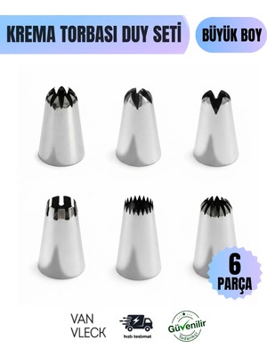 Van Vleck Krema Torbası Duy Seti – Büyük Boy Tulumba, Ekler, Profiterol ve Pasta Süsleme Ucu