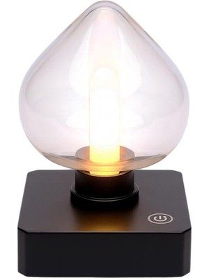 Derin Stok Ledx YQX-ANL95-B03 Amber Renkli Alev Efektli Dokunmatik Masa Lambası 800MAH Şarjlı (Şeffaf Kalpli)