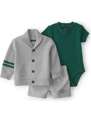 Carter's Erkek Bebek 3'lü Body Şort Takım Gri 1U533110