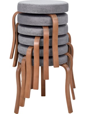 Vilinze Ege Kestane Ahşap Ayak Istiflenebilir Mutfak-Balkon Taburesi (6 Adet)