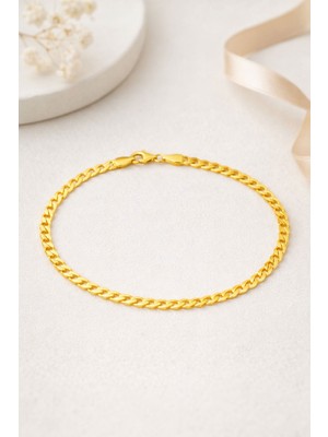 Bilezikci Sarı Altın İtalyan Zincir Güverse Bileklik - Modern Tasarım Kadın Altın Künye