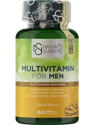 Nature's Supreme 60 Kapsül Multivitamin For Men A-Z Formül İçeren Erkekler İçin Besin Desteği