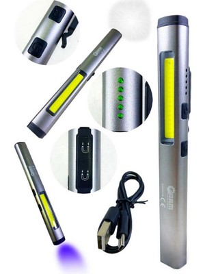 Derin Stok Arm 550 Lümen Ultraviyoleli Özellikli Miknatıslı Şarjlı Tamirci Feneri
