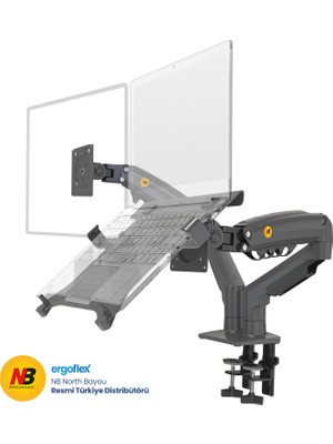 Ergoflex NB F160-FP Amortisörlü 17"-27" Monitör Tutucu ve 10"-17" Laptop Standı