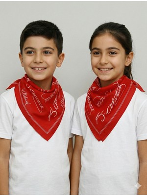 Sibel Günay Butik Atatürk Imzalı Kırmızı Fular | Bandana | Unisex | 10LU
