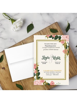 Seyhan Davetiye Beyaz Zarflı Davetiye Düğün - Nişan - Kına - Nikah (100 Adet Fiyatıdır)