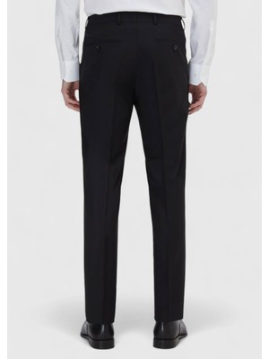 Ramsey Siyah Modern Fit Klasik Yün Karışımlı Pantolon