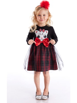 Denokids Kız Çocuk Elbise Kokoş Kedicik Desenli Günlük Stil ile 8 Yaş İçin Şık Seçim