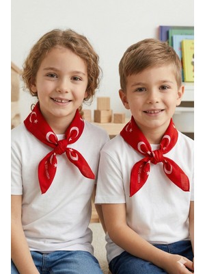 Sibel Günay Butik Türk Bayraklı Kırmızı Fular / Bandana | Unisex | 52*53 cm