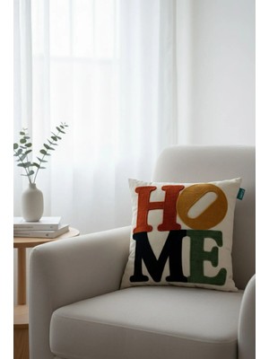 Rolivs Homiya Home Yazılı Renkli Punch Kırlent 47x47 cm - NK 2671