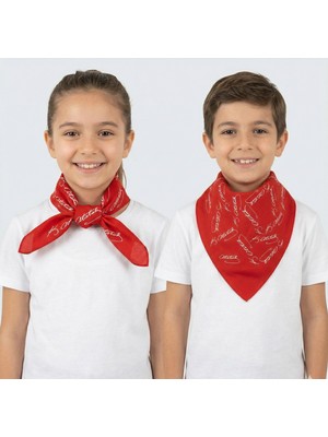 Sibel Günay Butik Atatürk Imzalı Kırmızı Fular / Bandana | Küçük Imza | Unisex | 52*53 cm