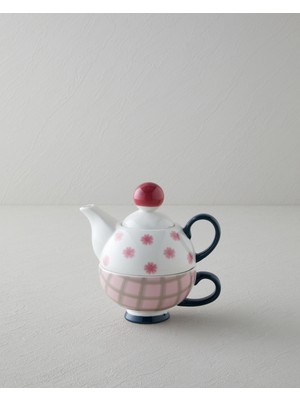 English Home Florentis New Bone China Demlik Seti 400 – 290 ml Pembe - Yeşil