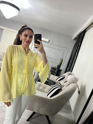 Moda Şifon Sarı Bluz