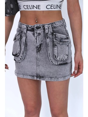 Zeo Basic Ön Cep Detaylı Mini Etek