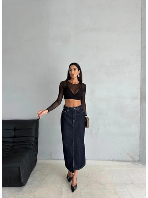 Zeo Basic Maxı Boy Rins Jean Etek