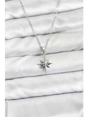 Marsilyan 316L Çelik Zincir Gümüş Renk Kutup Yıldızı Model Kadın Kolye - TJ-BKO10896
