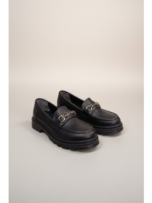 Modayak Velikundura Hk Kadın Loafer Siyah Tokalı Günlük Ayakkabı