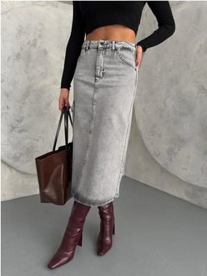 Zeo Basic Arka Yırtmaçlı Kargo Cepli Etek