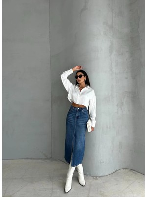 Zeo Basic Maxı Boy Jean Etek