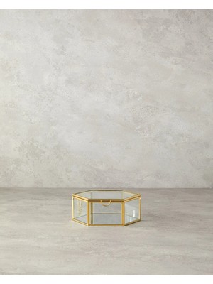 English Home Deluxe Cam Dekoratıf Kutu 14X16X6 cm Gold