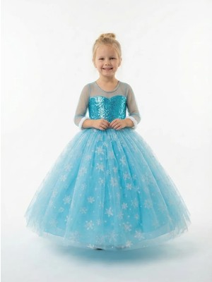 Butik Happy Kids Kız Çocuk Prenses Elsa Kostümü Uzun Kollu Elsa Kostümü 1-12 Yaş