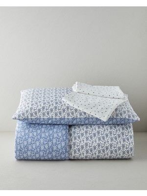 English Home Fragile Ivy Kolay Ütülenir Çarşaflı Tek Kişilik Nevresim Takımı 160x220 cm Lacivert