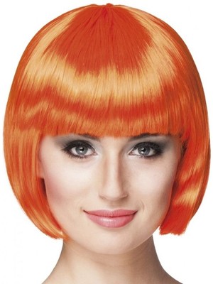 Marsilyan Turuncu Renk Parti Peruğu Küt Saç