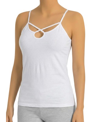 Öts Kadın Atlet Çapraz Ip Askı Detaylı (%96 Pamuk - %4 Elastan)