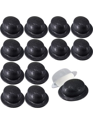 Marsilyan Siyah Renk Simli Melon Yuvarlak Parti Şapkası 12 Adet