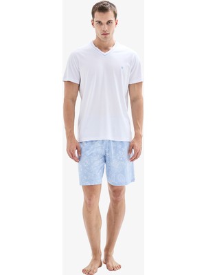 Blackspade Erkek Şortlu Pijama Takımı 40898 - Beyaz