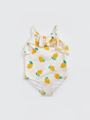 Lc Waikiki Yeni Sezon Bisiklet Yaka Limon Baskılı Kız Çocuk Mayo