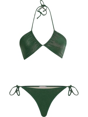 Aquella Halter Yaka Simli Yeşil Bikini Takım