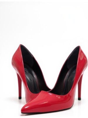 Modayak Burak Cilt Kırmızı Ince & Yüksek Topuk Sivri Burun Topuklu Ayakkabı