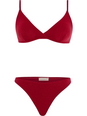Aquella Biyeli Pensli Kırmızı Üçgen Bikini