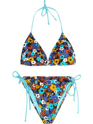 Aquella Kanal Büzgülü Çiçek Desenli Bikini Takım