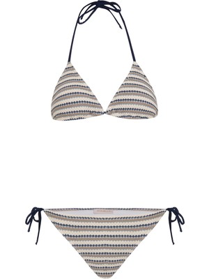 Aquella Triko Desenli Üçgen Bikini Takım