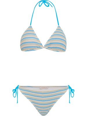 Aquella Triko Desenli Üçgen Bikini Takım