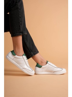 Analin Shoes Kadın Hakiki Deri Bağcıklı Süet Detaylı Spor Ayakkabı