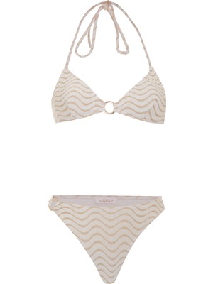 Aquella Gold Çizgili Aksesuarlı Ekru Üçgen Bikini