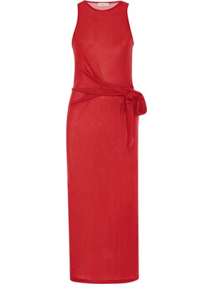 Aquella Lurex Nar Çiçeği Uzun Plaj Elbisesi